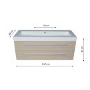 Doppelwaschtisch 120cm, grau Hochglanz