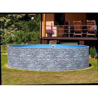 Stahlwandpool 3,60 x 0,90m - Steinoptik, rund