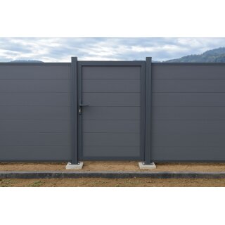 WPC Alu Sichtschutz Zaun - Türelement grau 90cm